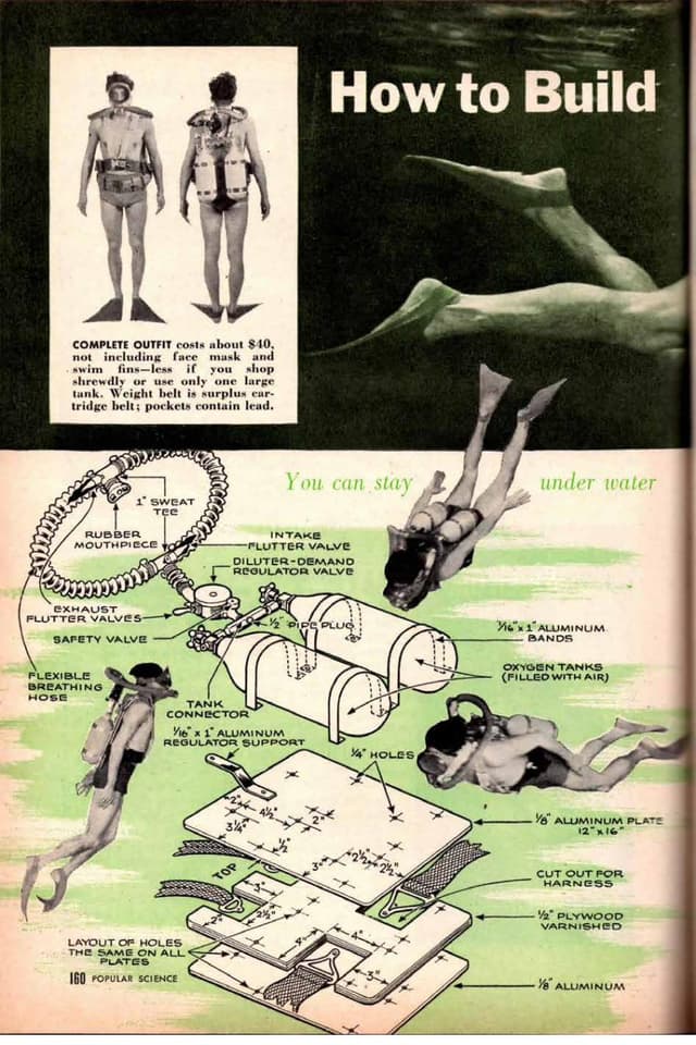 How to build a diving lung — parts diagram